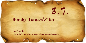 Bondy Tonuzóba névjegykártya